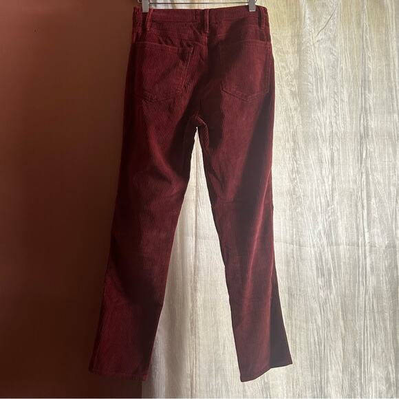 FRAME Denim Corduroy Pants Le High Straight Ribbed Leg Burgundy Red Rust Size 27 - Picture 4 of 5